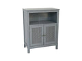 2-Door Rattan Storage Cabinet - Grey