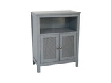 2-Door Rattan Storage Cabinet - Grey