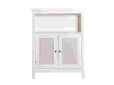 2-Door Rattan Storage Cabinet - White