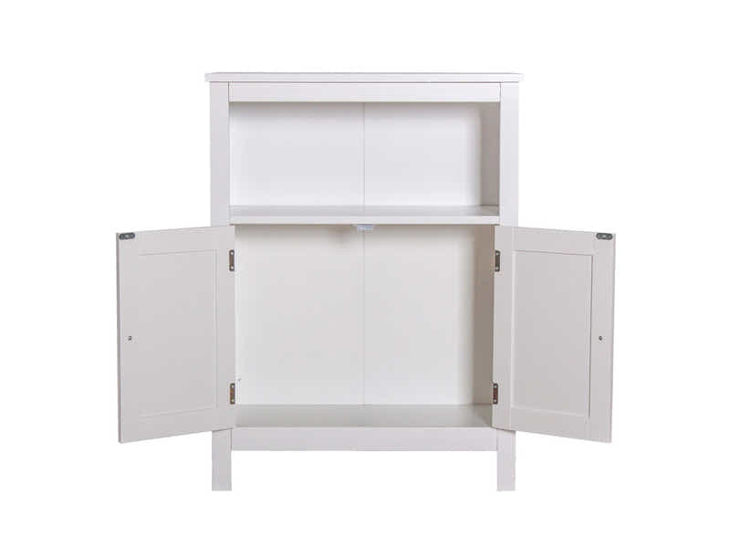 2-Door Rattan Storage Cabinet - White