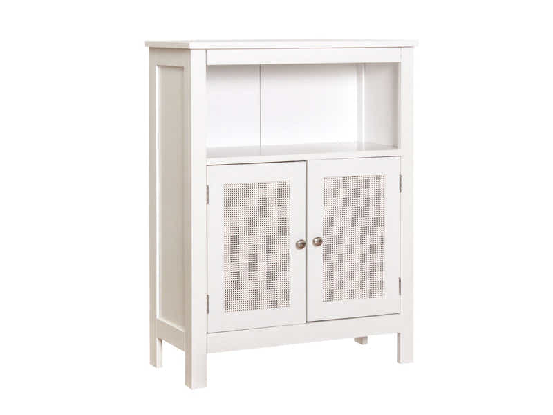 2-Door Rattan Storage Cabinet - White