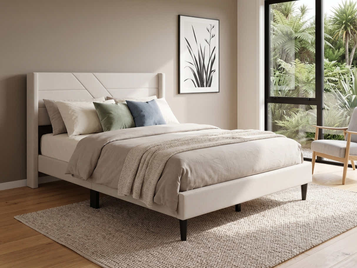 Galenia Bed Frame Beige - Queen