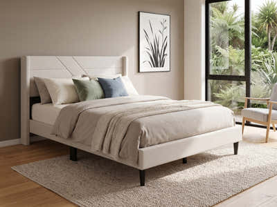 Galenia Bed Frame Beige - Queen