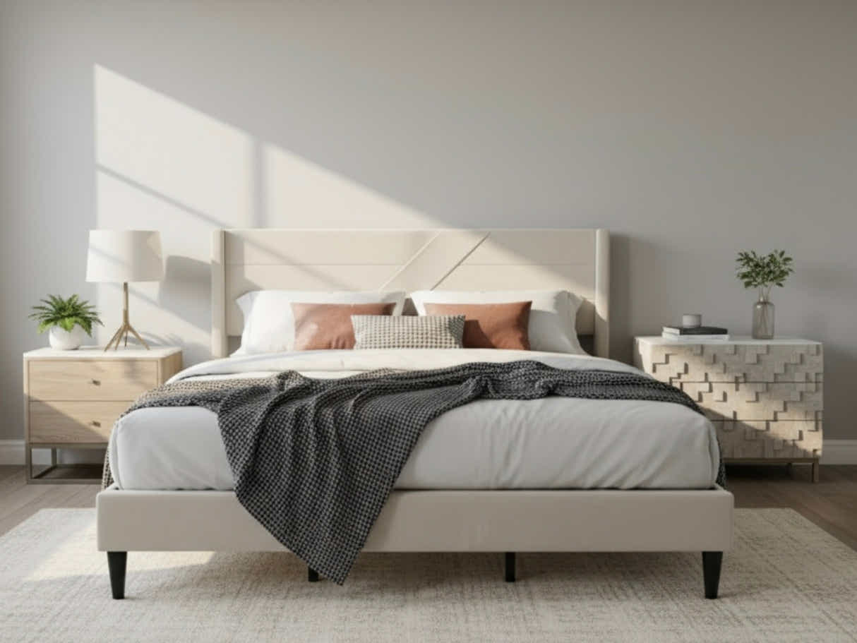 Galenia Bed Frame Beige - King