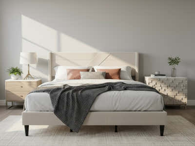 Galenia Bed Frame Beige - King