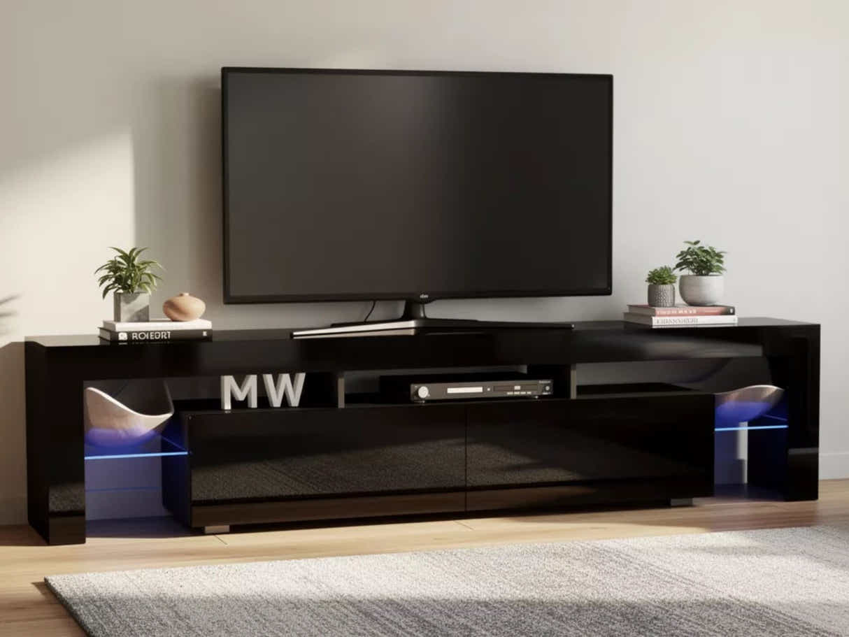 DS Glansig LED Entertainment Unit Black - 190 cm