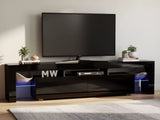 DS Glansig LED Entertainment Unit Black - 190 cm