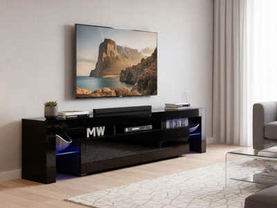 DS Glansig LED Entertainment Unit Black - 190 cm