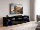 DS Glansig LED Entertainment Unit Black - 190 cm