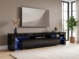 DS Glansig LED Entertainment Unit Black - 190 cm