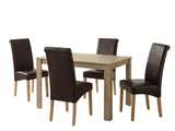 Skog Wooden Dining Table - 120 cm & Giesle PU Dining Chair Dark Brown - Set of 4 (Combo)