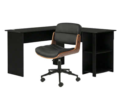 Korr Corner Office Desk & Rocket Wooden Executive Office Chair