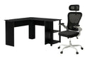 Korr Corner Office Desk & Molina Mesh Task Chair White+Black