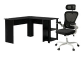Korr Corner Office Desk & Molina Mesh Task Chair White+Black