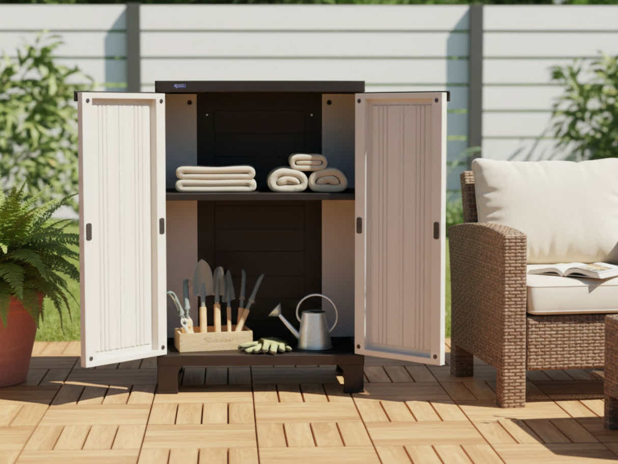 Half-Height Outdoor Storage Cabinet - Cream