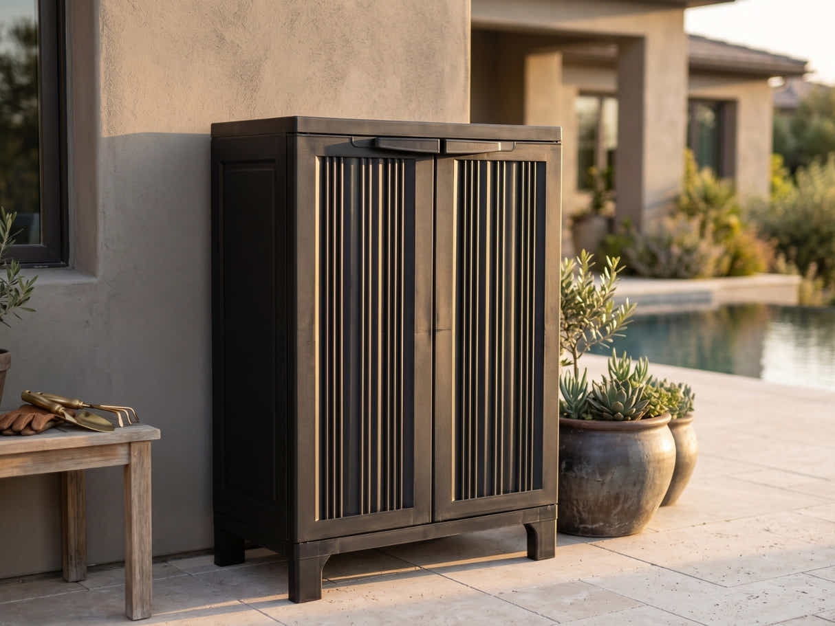 Half-Height Outdoor Storage Cabinet - Black