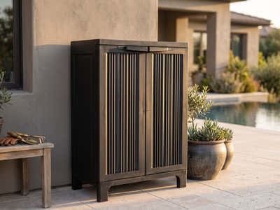 Half-Height Outdoor Storage Cabinet - Black