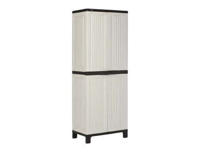 Full-Size Outdoor Storage Cabinet with Multi-Shelf - Cream