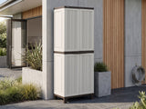 Full-Size Outdoor Storage Cabinet with Multi-Shelf - Cream