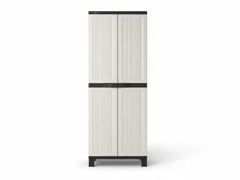Full-Size Outdoor Storage Cabinet with Multi-Shelf - Cream