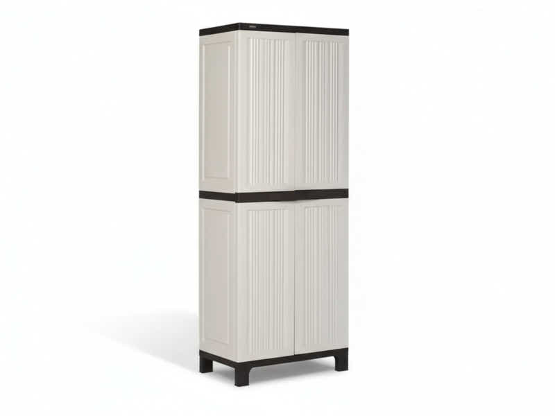 Full-Size Outdoor Storage Cabinet with Multi-Shelf - Cream