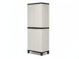 Full-Size Outdoor Storage Cabinet with Multi-Shelf - Cream