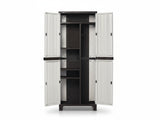 Full-Size Outdoor Storage Cabinet with Multi-Shelf - Cream