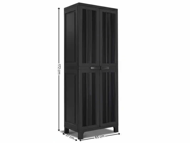 Full-Size Outdoor Storage Cabinet with Multi-Shelf - Black