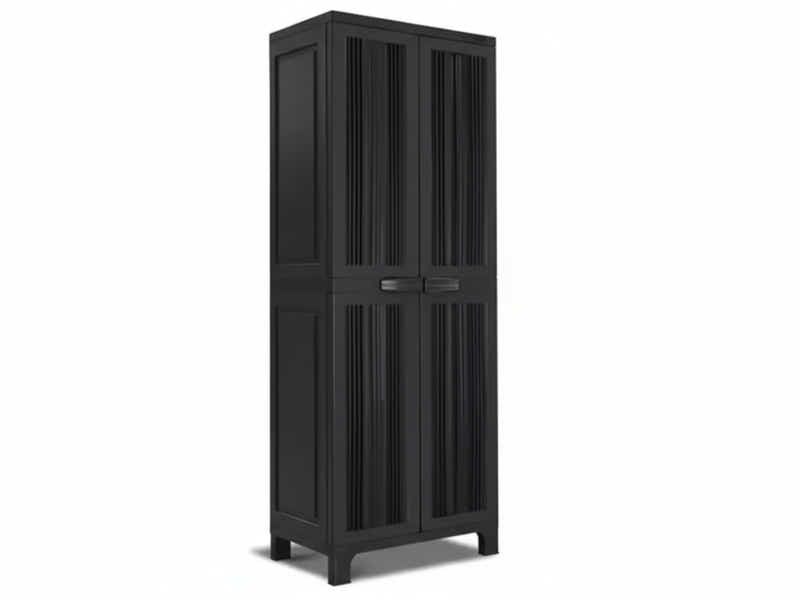 Full-Size Outdoor Storage Cabinet with Multi-Shelf - Black