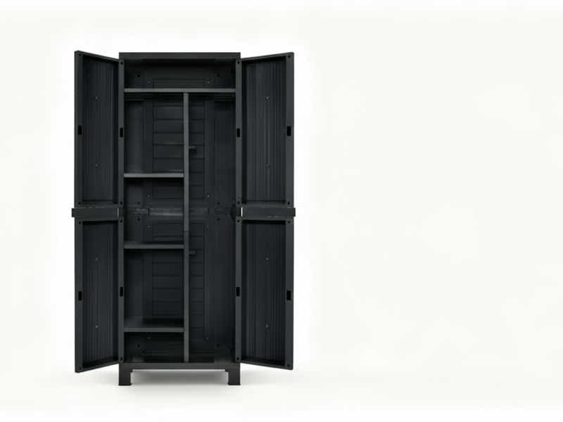 Full-Size Outdoor Storage Cabinet with Multi-Shelf - Black