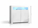 Glansig White 2-Door Buffet with LED Light - Set of 2