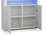 Glansig White 2-Door Buffet with LED Light - Set of 2