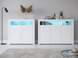 Glansig White Buffet with LED Light Combo