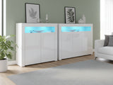 Glansig White Buffet with LED Light Combo