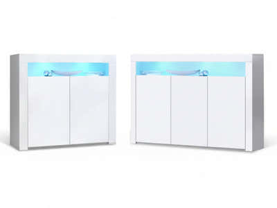 Glansig White Buffet with LED Light Combo