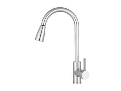 Silver Kitchen Faucet with Pull-out Spray