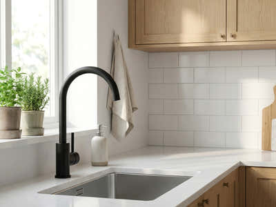 Black Kitchen Faucet - Gooseneck