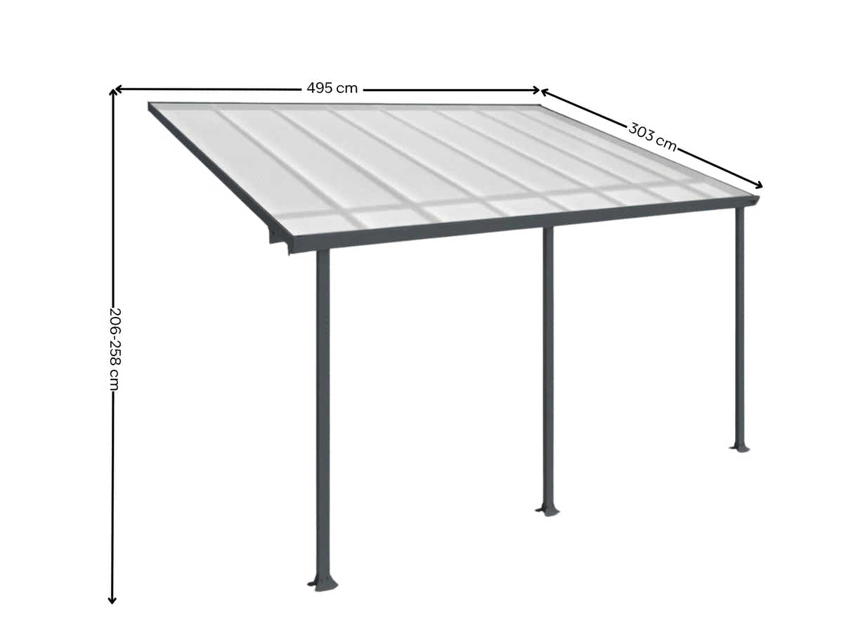 Aluminium Patio Canopy Grey - 10ft x 16ft