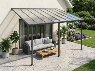 Aluminium Patio Canopy Grey - 10ft x 16ft