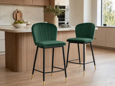 DS Velvet Bar Stool Green - Set of 2