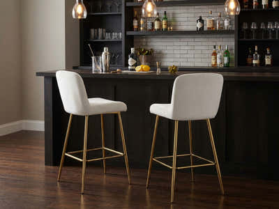 Velvet Bar Stool White - Set of 2