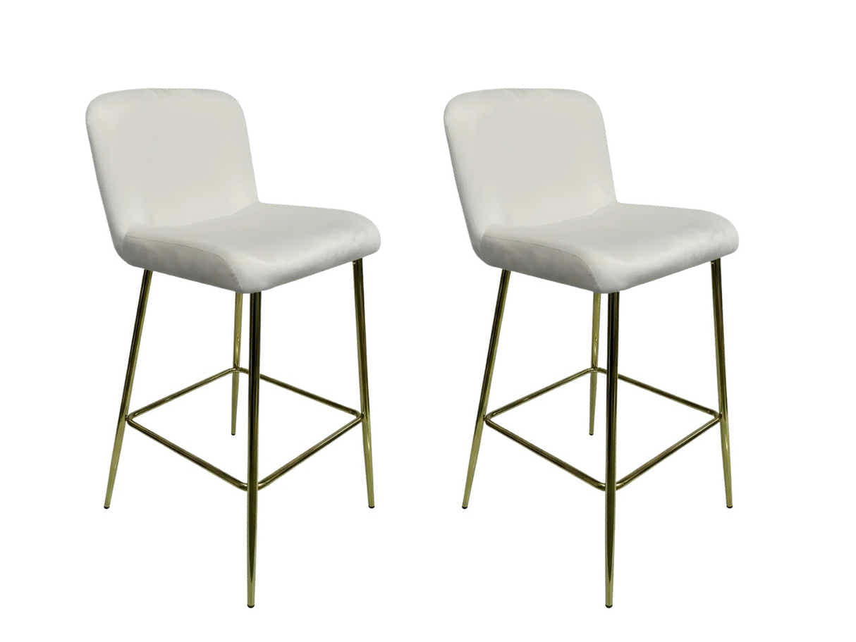 Velvet Bar Stool White - Set of 2