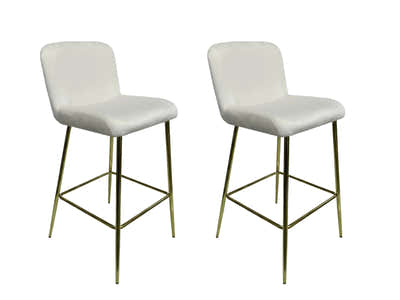 Velvet Bar Stool White - Set of 2