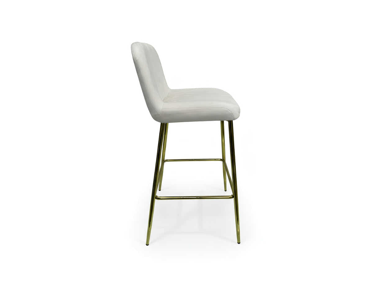 Velvet Bar Stool White - Set of 2