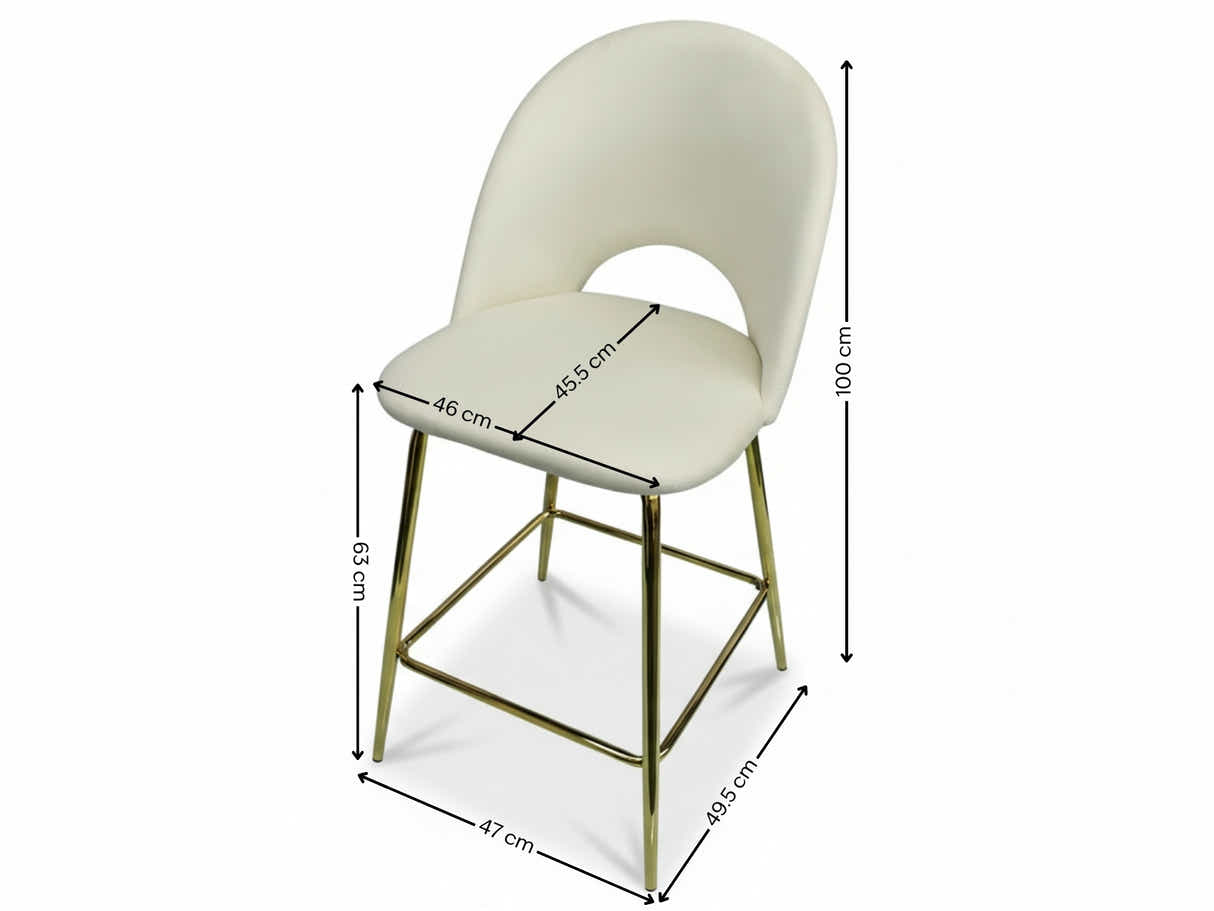 Velvet Bar Stool White - Set of 2