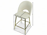Velvet Bar Stool White - Set of 2