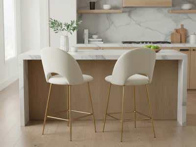 Velvet Bar Stool White - Set of 2