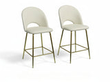 Velvet Bar Stool White - Set of 2