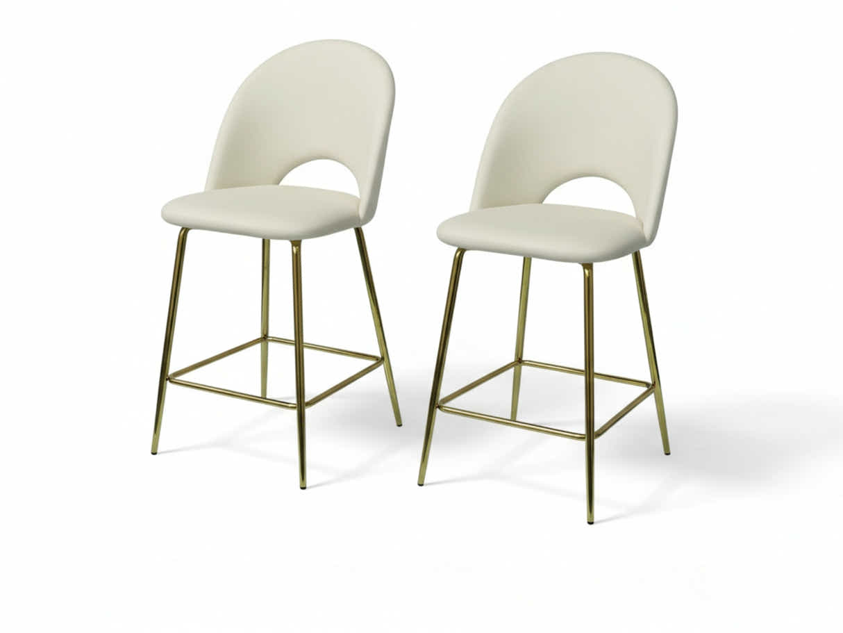 Velvet Bar Stool White - Set of 2