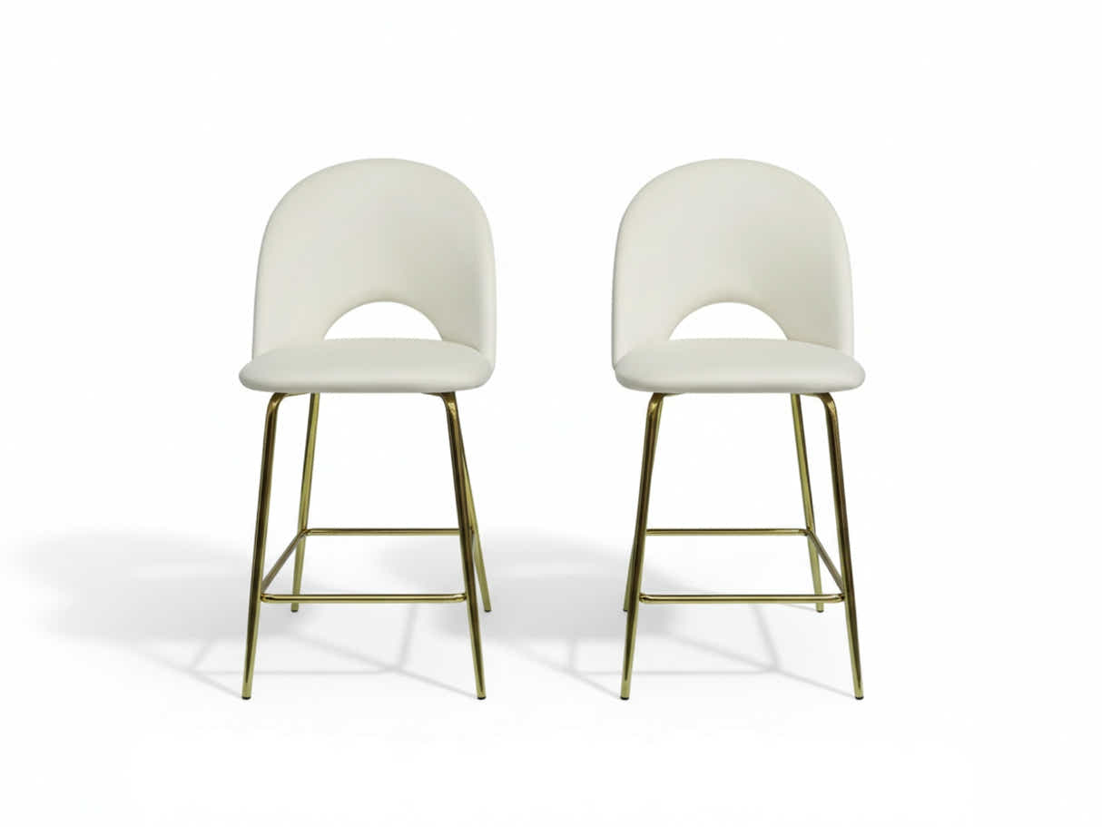Velvet Bar Stool White - Set of 2